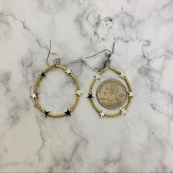 Seed & Star Beaded Hoop, Gold/Silver - Picture 5 of 6